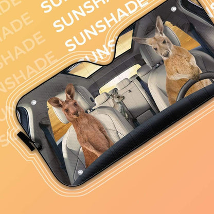 Gearhumans 3D Custom Car Auto Sunshade Kangaroos