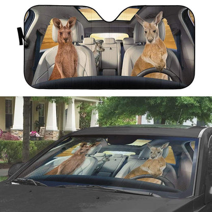 Gearhumans 3D Custom Car Auto Sunshade Kangaroos