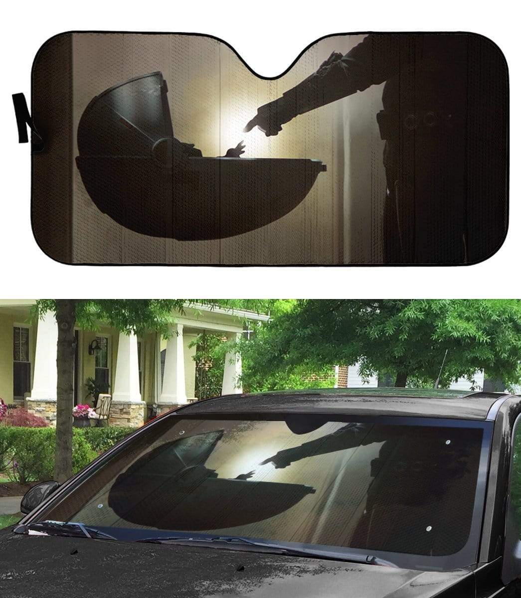 Gearhumans 3D Custom Car Auto Sunshade The Creation Of Mandalorian Baby