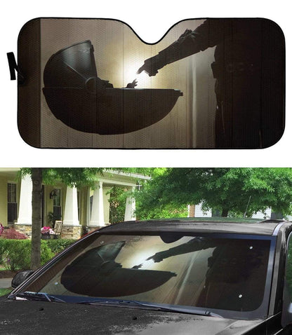 Gearhumans 3D Custom Car Auto Sunshade The Creation Of Mandalorian Baby