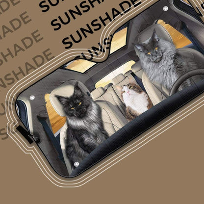 Gearhumans 3D Custom Maine Coon Bros Car Auto Sunshade