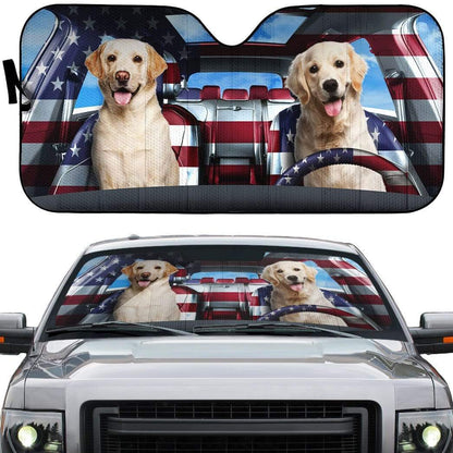 Gearhumans 3D Cute Labrador Retriever Custom Car Auto Sunshade