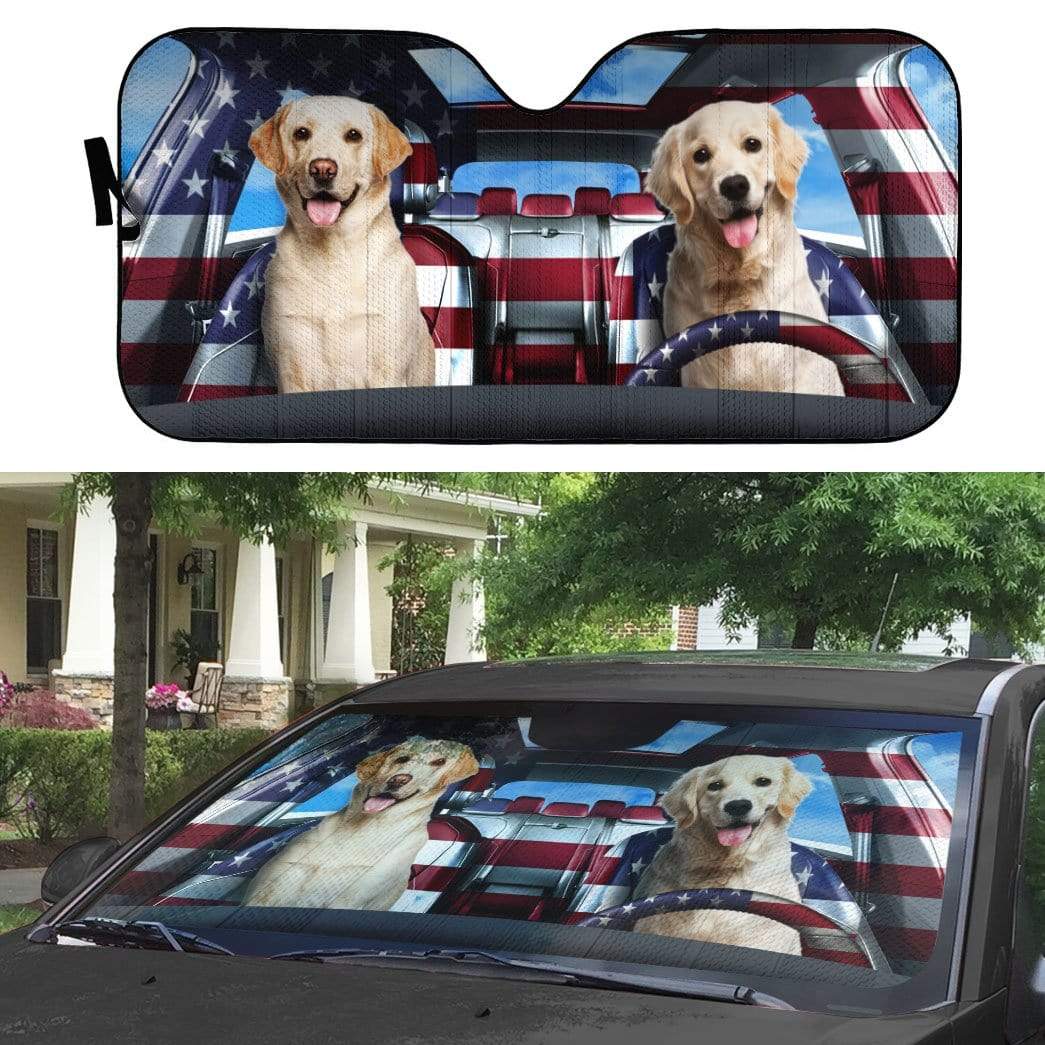 Gearhumans 3D Cute Labrador Retriever Custom Car Auto Sunshade