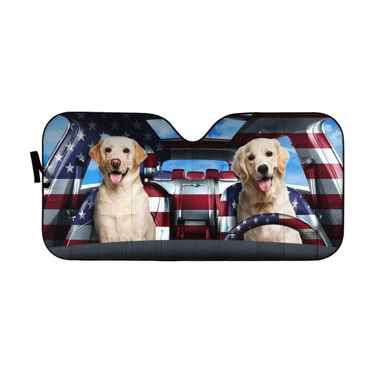 Gearhumans 3D Cute Labrador Retriever Custom Car Auto Sunshade