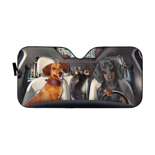 Gearhumans 3D Dachshund Custom Car Auto Sunshade