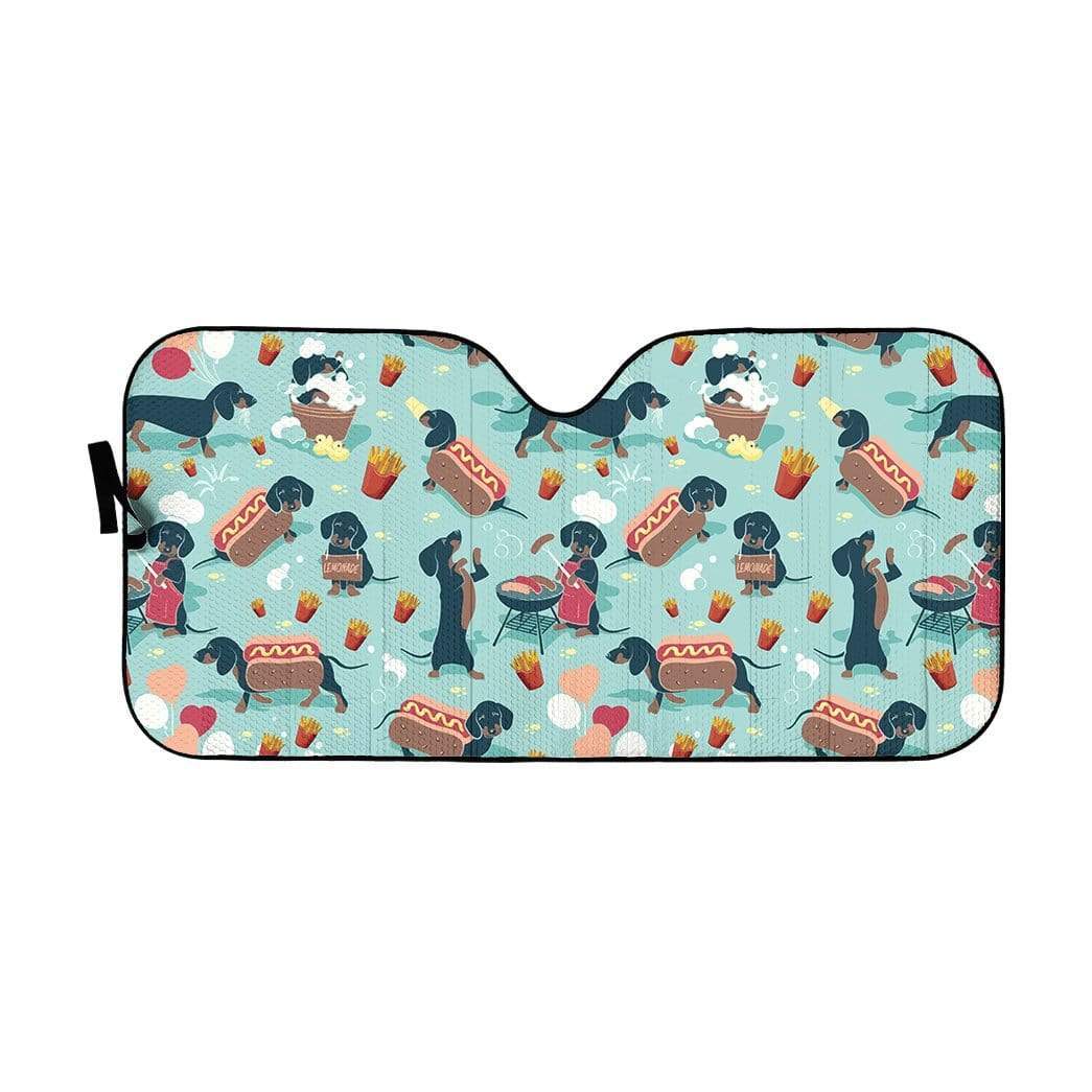 Gearhumans 3D Dachshund Dog Fast Food Custom Auto Car Sunshade