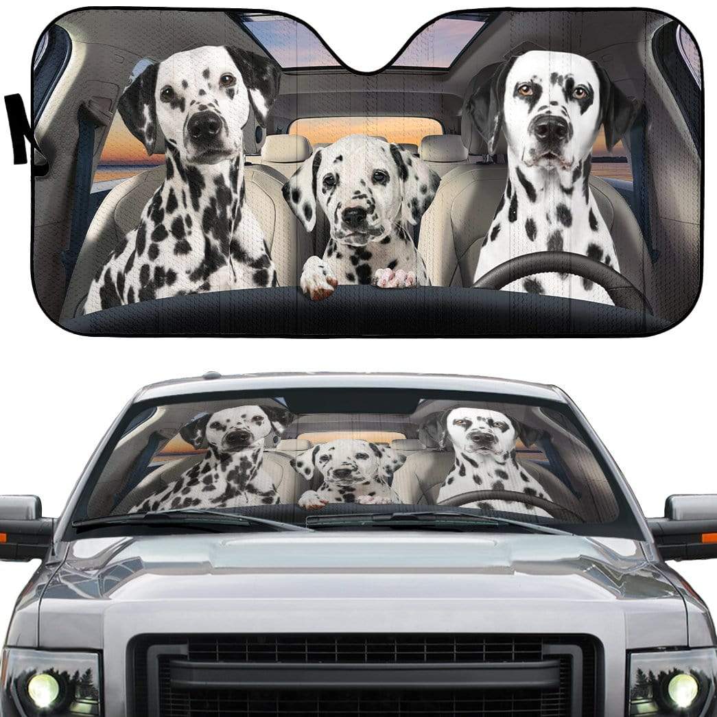 Gearhumans 3D Dalmatian Family Custom Car Auto Sunshade