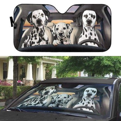 Gearhumans 3D Dalmatian Family Custom Car Auto Sunshade