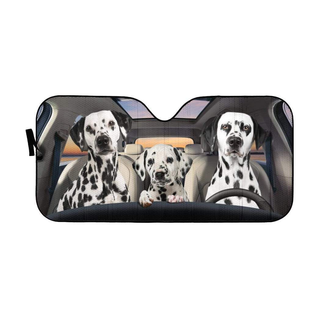 Gearhumans 3D Dalmatian Family Custom Car Auto Sunshade