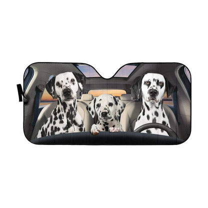 Gearhumans 3D Dalmatian Family Custom Car Auto Sunshade