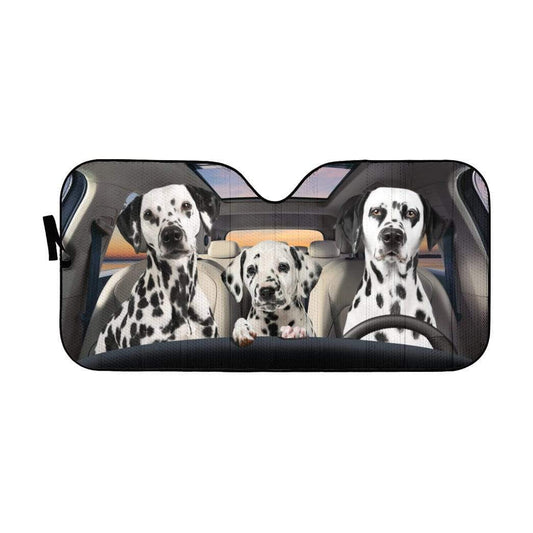 Gearhumans 3D Dalmatian Family Custom Car Auto Sunshade