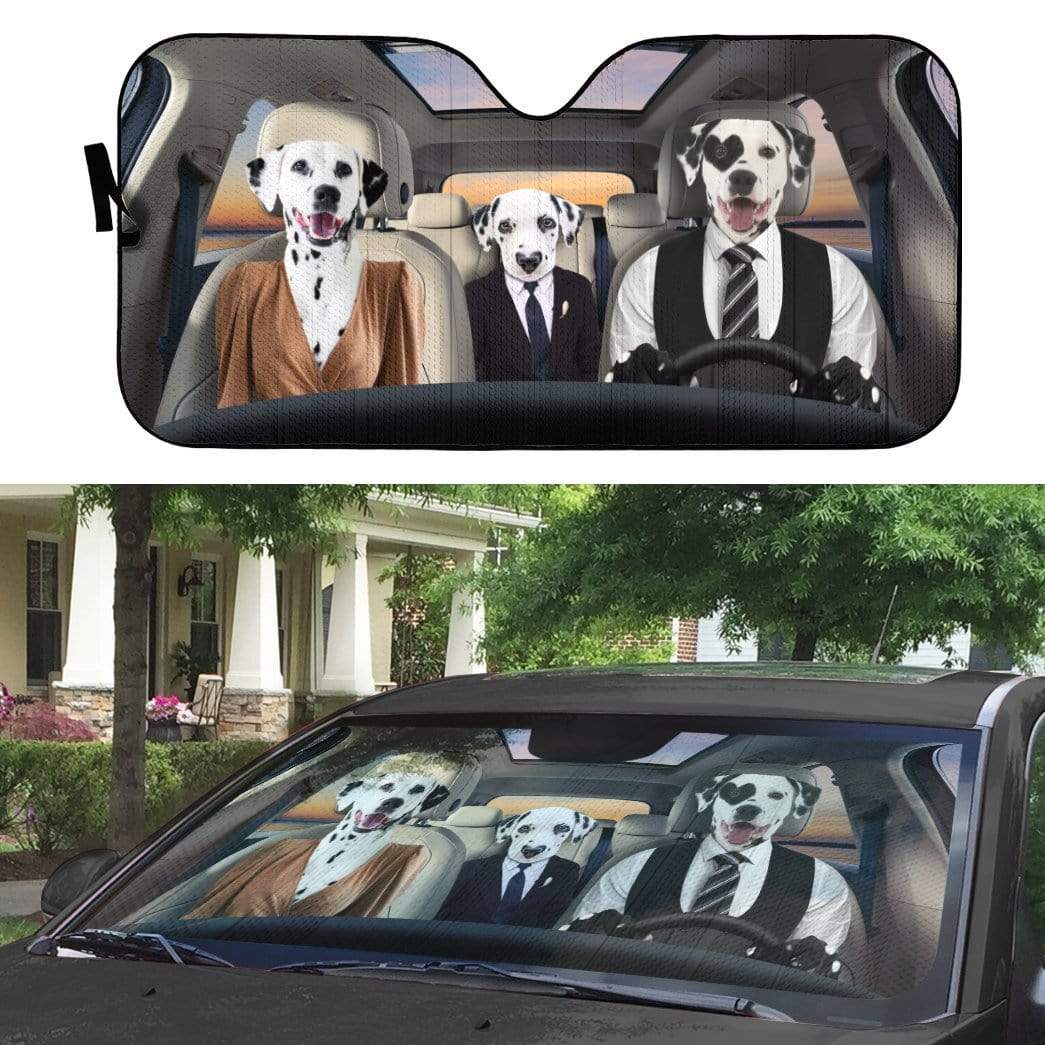 Gearhumans 3D Dalmatian Family Custom Car Auto Sunshade