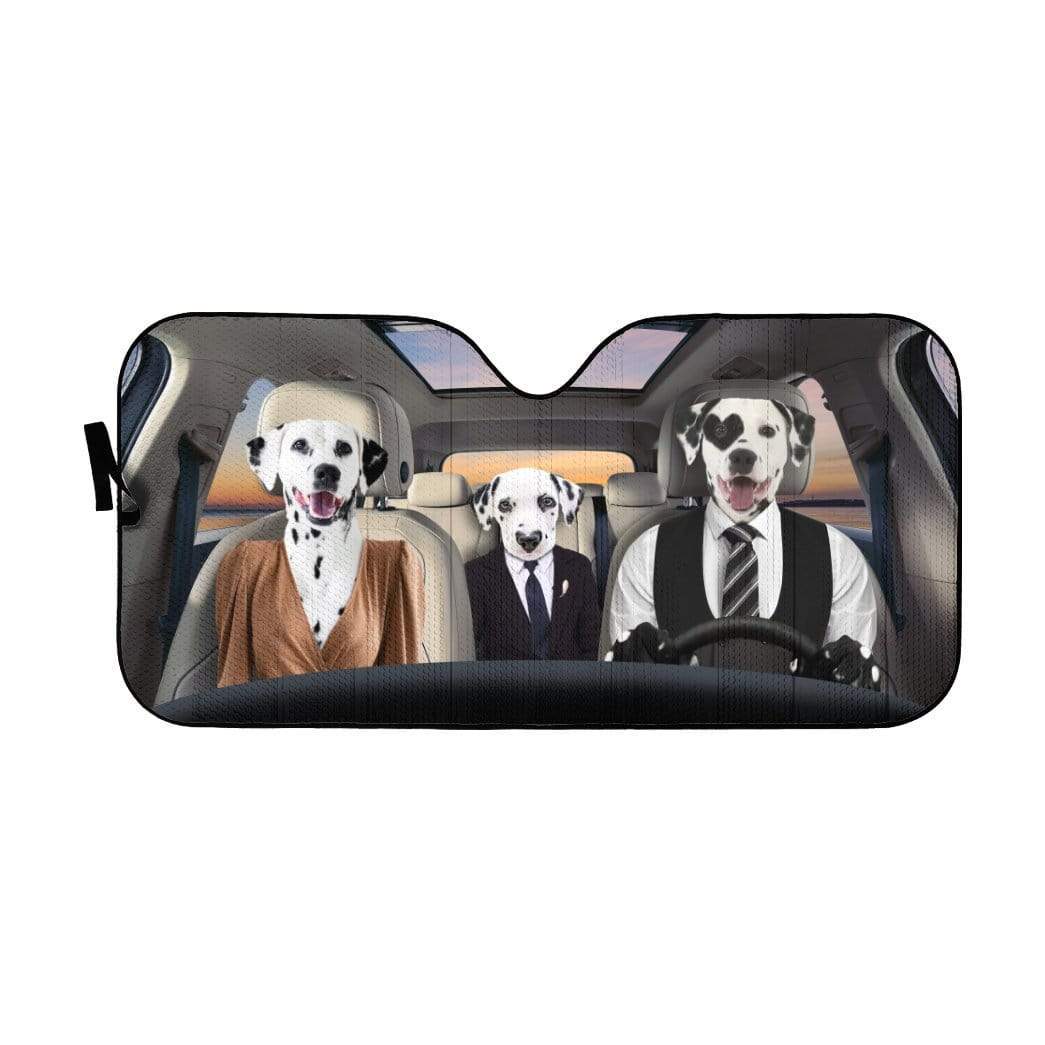 Gearhumans 3D Dalmatian Family Custom Car Auto Sunshade