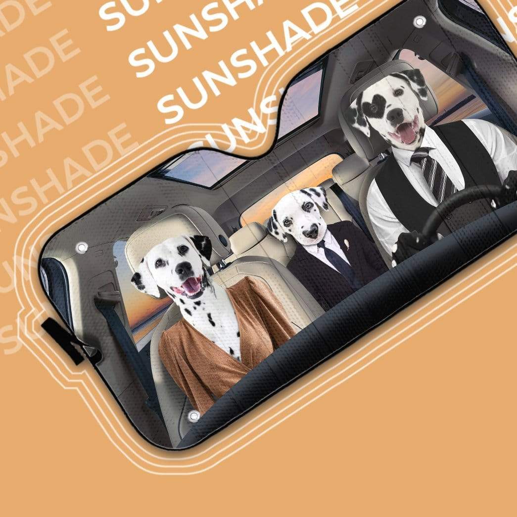 Gearhumans 3D Dalmatian Family Custom Car Auto Sunshade