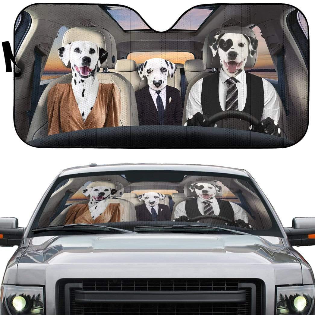 Gearhumans 3D Dalmatian Family Custom Car Auto Sunshade