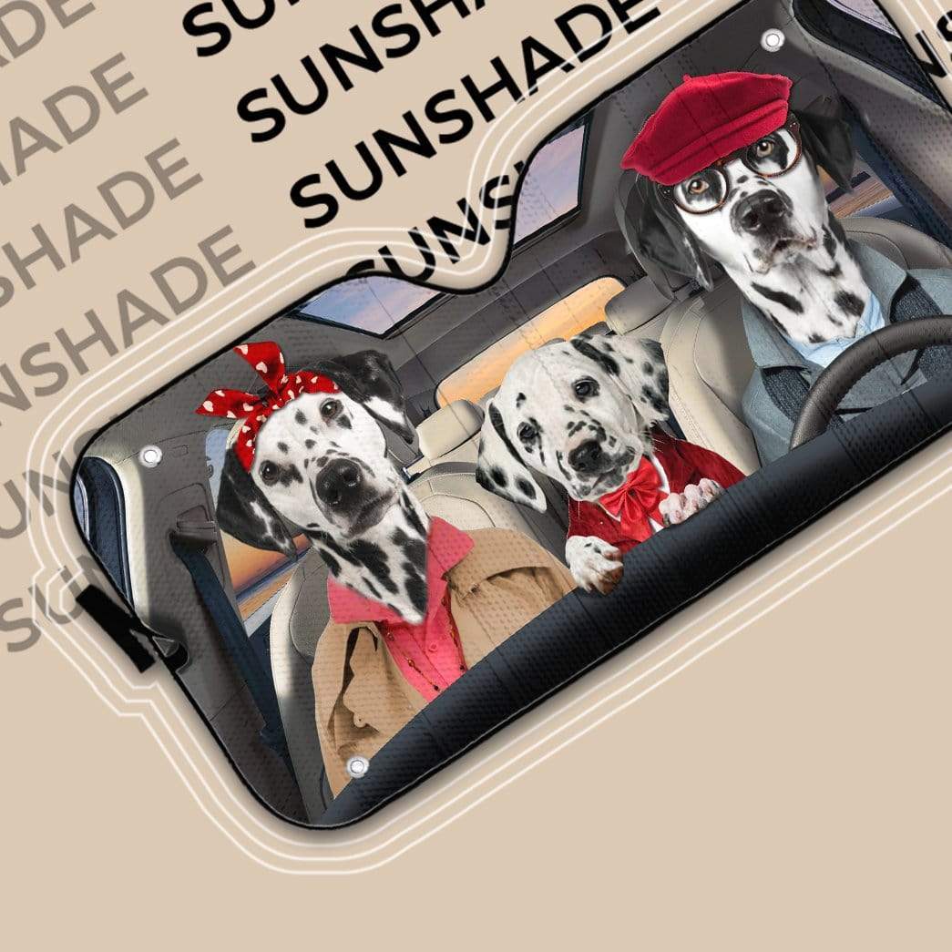 Gearhumans 3D Dalmatian Family Custom Car Auto Sunshade
