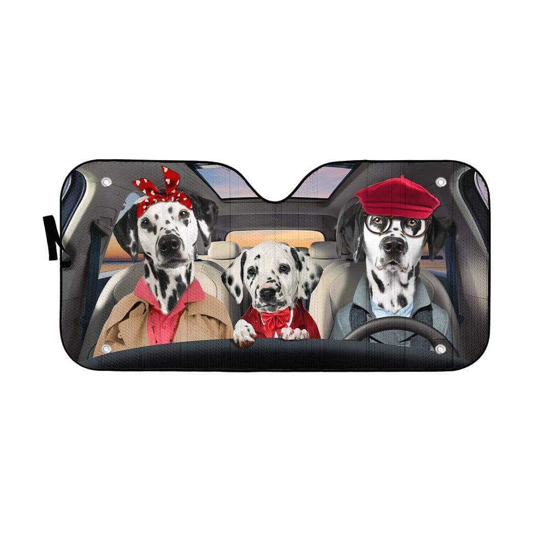 Gearhumans 3D Dalmatian Family Custom Car Auto Sunshade