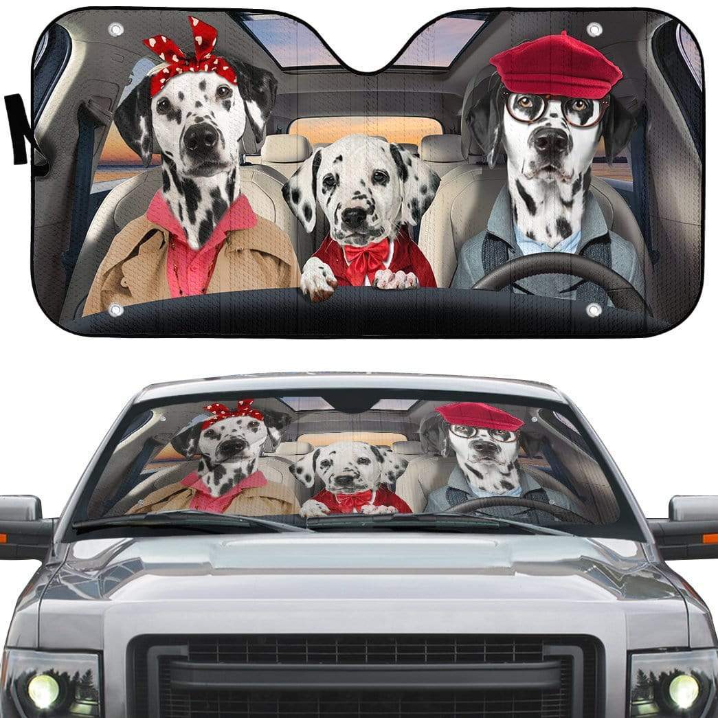 Gearhumans 3D Dalmatian Family Custom Car Auto Sunshade