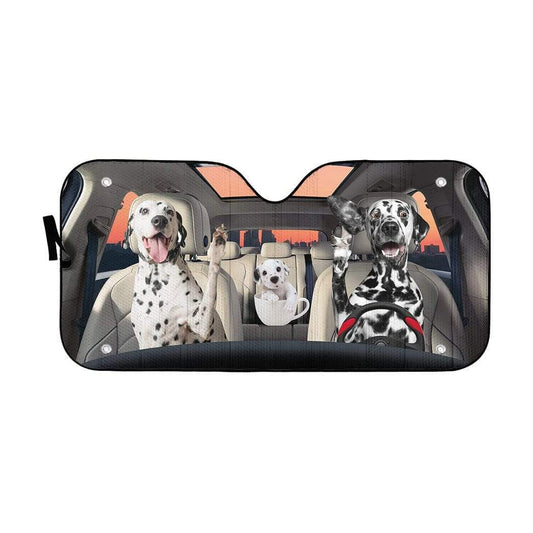 Gearhumans 3D Dalmatian Family Custom Car Auto Sunshade