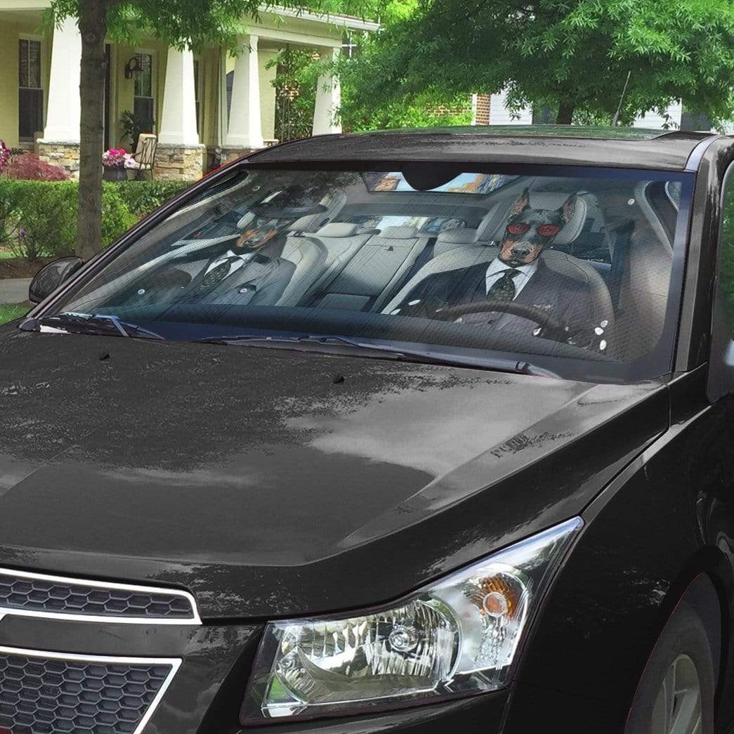 Gearhumans 3D Detective Doberman Pinscher Auto Sunshade