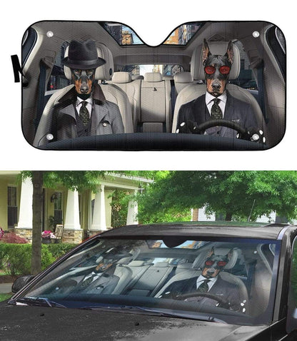 Gearhumans 3D Detective Doberman Pinscher Auto Sunshade