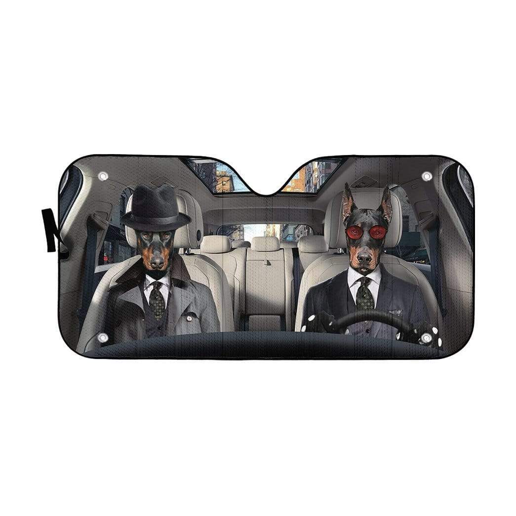 Gearhumans 3D Detective Doberman Pinscher Auto Sunshade