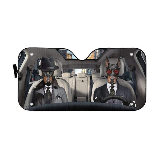 Gearhumans 3D Detective Doberman Pinscher Auto Sunshade