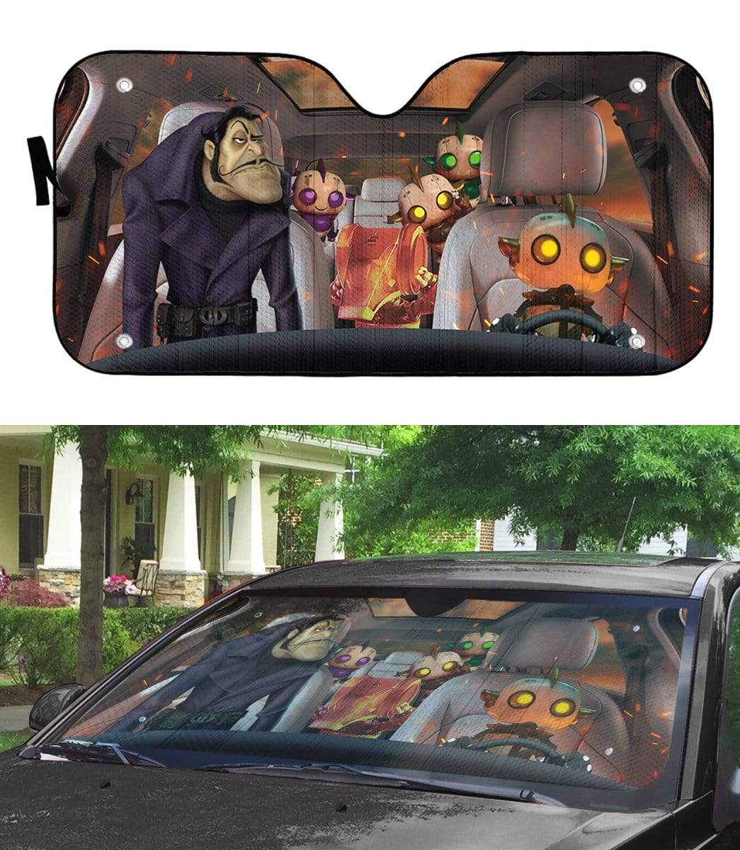 Gearhumans 3D Dick Dastardly Scoob 2020 Scooby Doo 2020 Custom Car Auto Sunshade