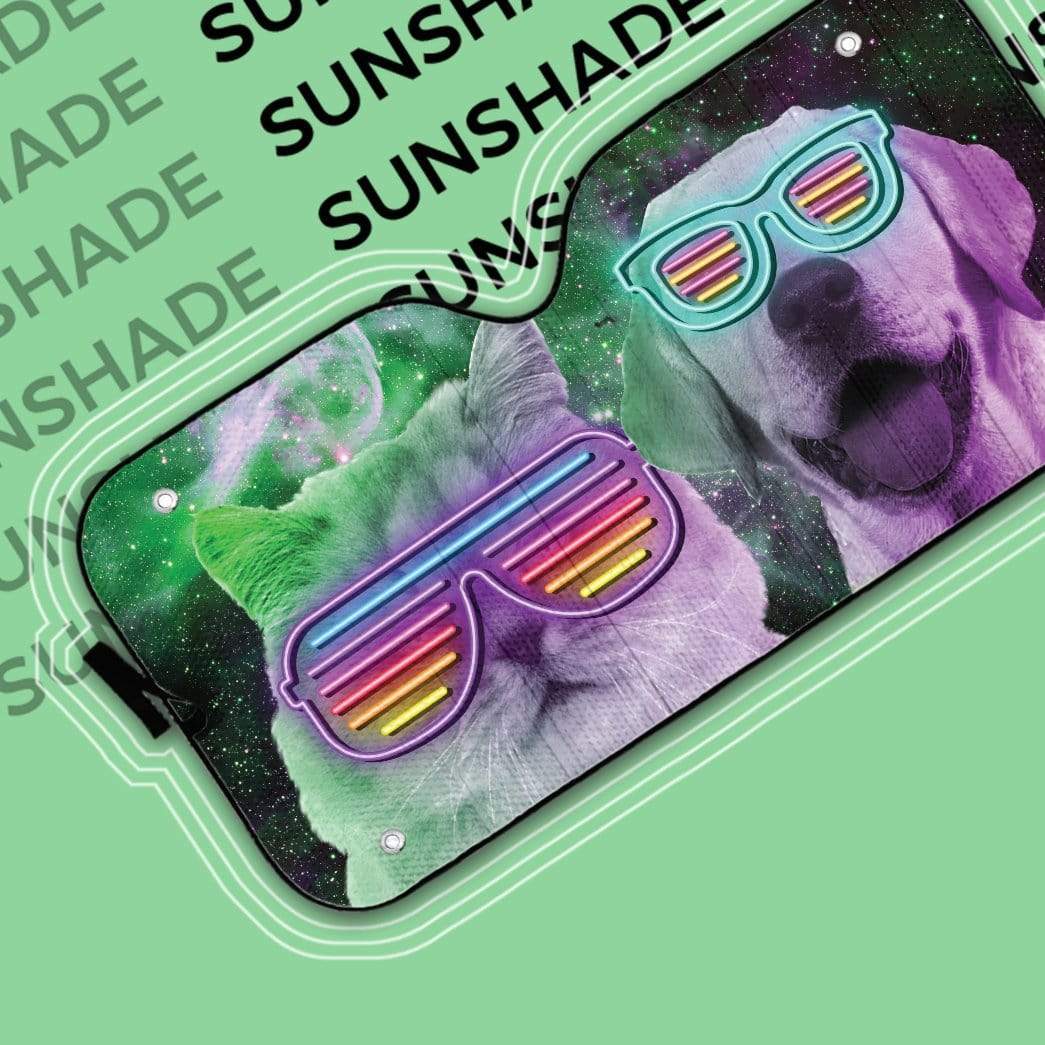 Gearhumans 3D DJ Labrador retriever and Persian Custom Car Auto Sunshade