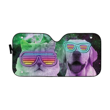 Gearhumans 3D DJ Labrador retriever and Persian Custom Car Auto Sunshade