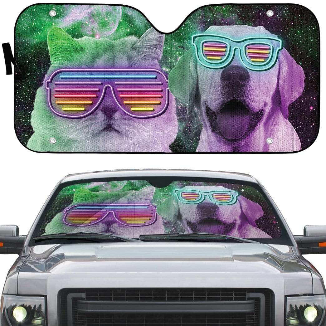 Gearhumans 3D DJ Labrador retriever and Persian Custom Car Auto Sunshade