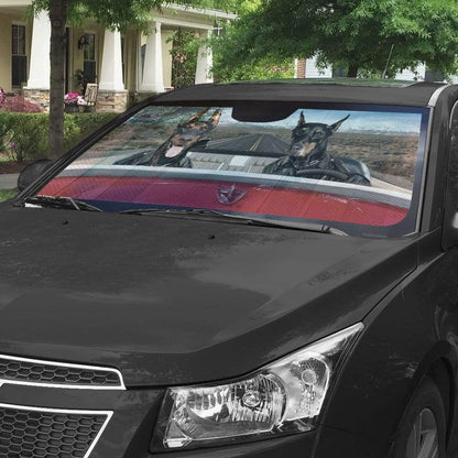 Gearhumans 3D Doberman Dogs Custom Car Auto Sunshade