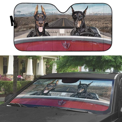 Gearhumans 3D Doberman Dogs Custom Car Auto Sunshade
