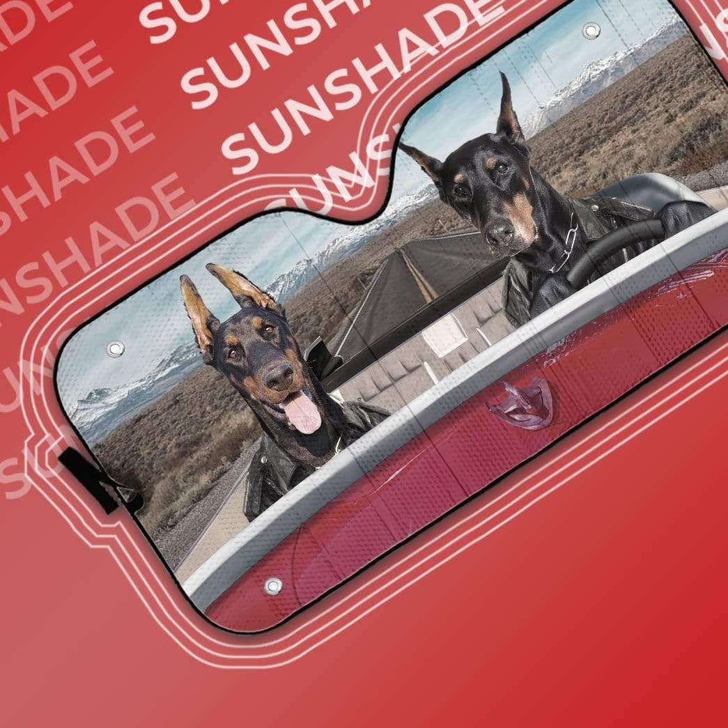 Gearhumans 3D Doberman Dogs Custom Car Auto Sunshade