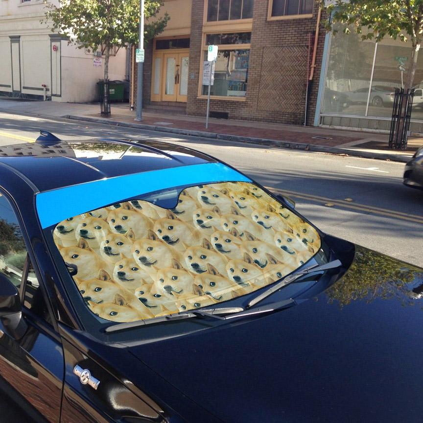 Gearhumans 3D Doge Meme Custom Car Auto Sunshade
