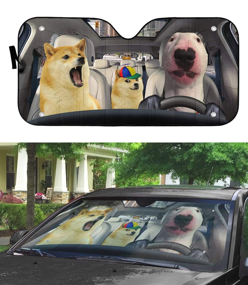 Gearhumans 3D Doge Meme Custom Car Auto Sunshade