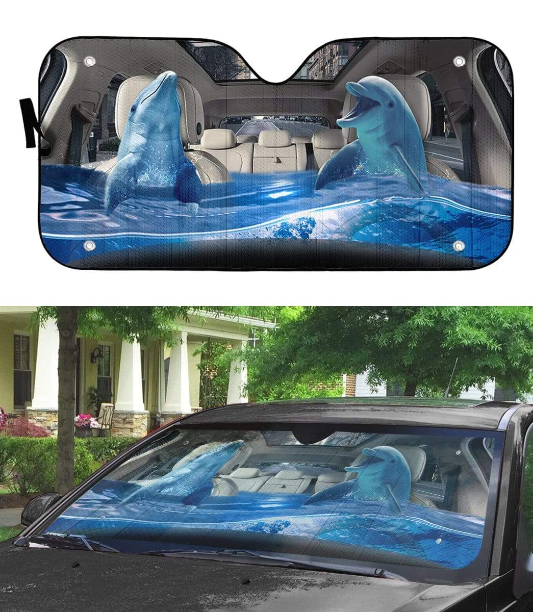 Gearhumans 3D Dolphins Custom Car Auto Sunshade