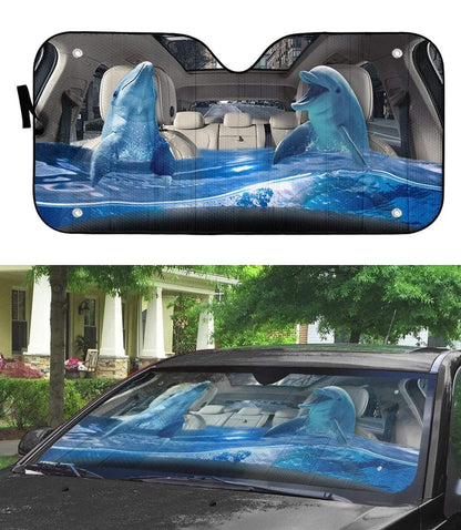 Gearhumans 3D Dolphins Custom Car Auto Sunshade