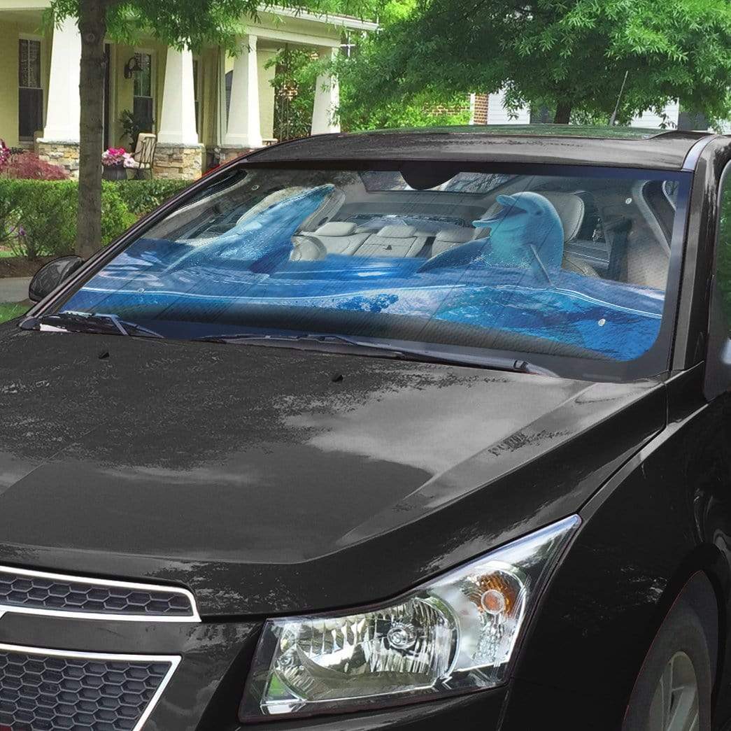 Gearhumans 3D Dolphins Custom Car Auto Sunshade