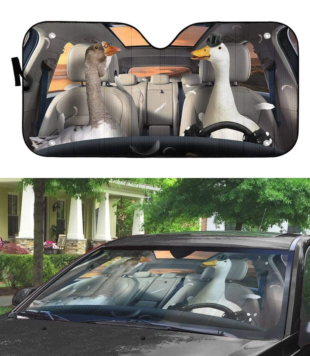 Gearhumans 3D Duck And Goose Custom Car Auto Sunshade