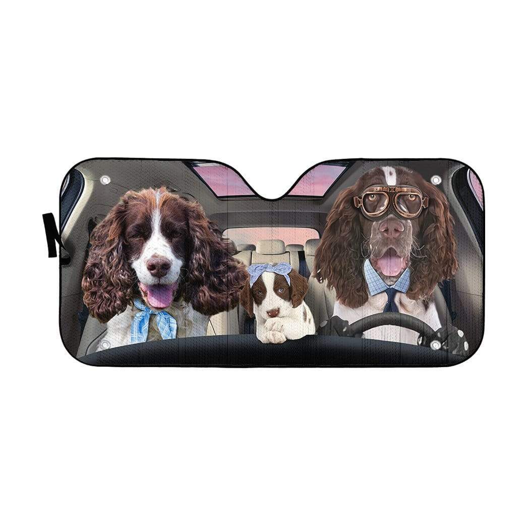 Gearhumans 3D English Springer Spaniel Family Custom Car Auto Sunshade