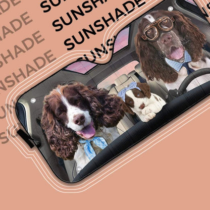 Gearhumans 3D English Springer Spaniel Family Custom Car Auto Sunshade