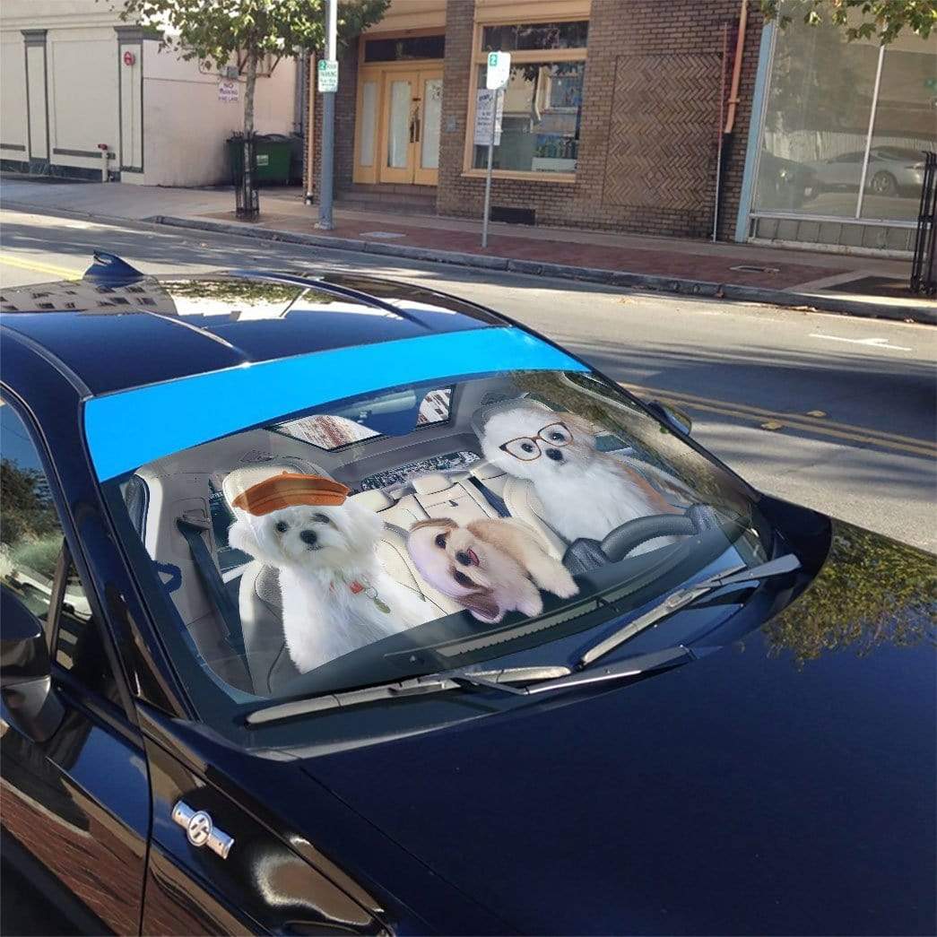 Gearhumans 3D Family Bichon Frise Auto Sunshade