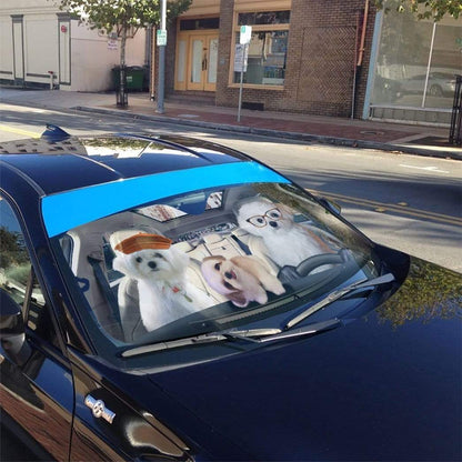 Gearhumans 3D Family Bichon Frise Auto Sunshade