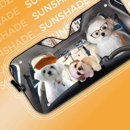 Gearhumans 3D Family Bichon Frise Auto Sunshade