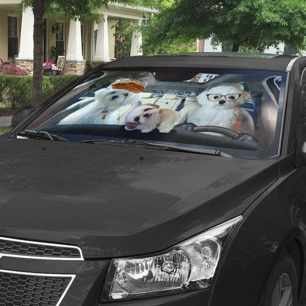 Gearhumans 3D Family Bichon Frise Auto Sunshade