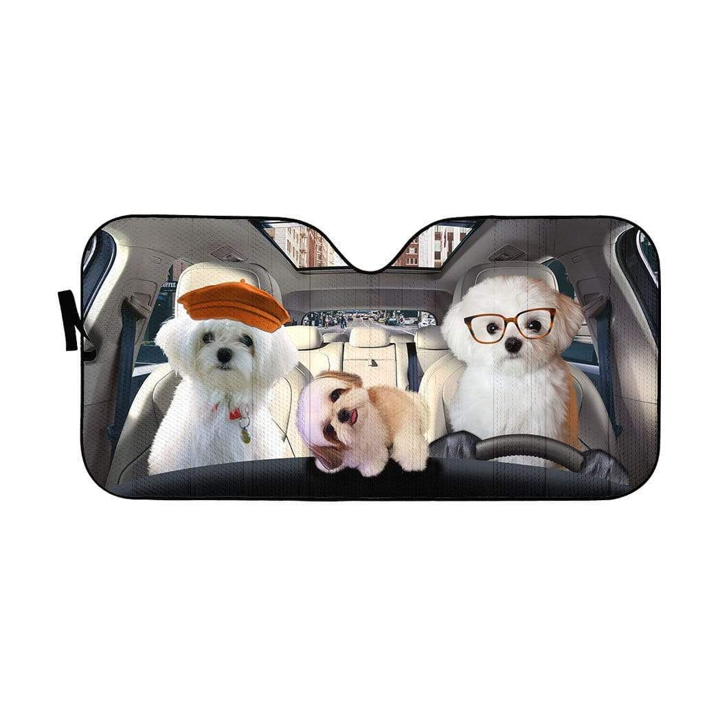 Gearhumans 3D Family Bichon Frise Auto Sunshade