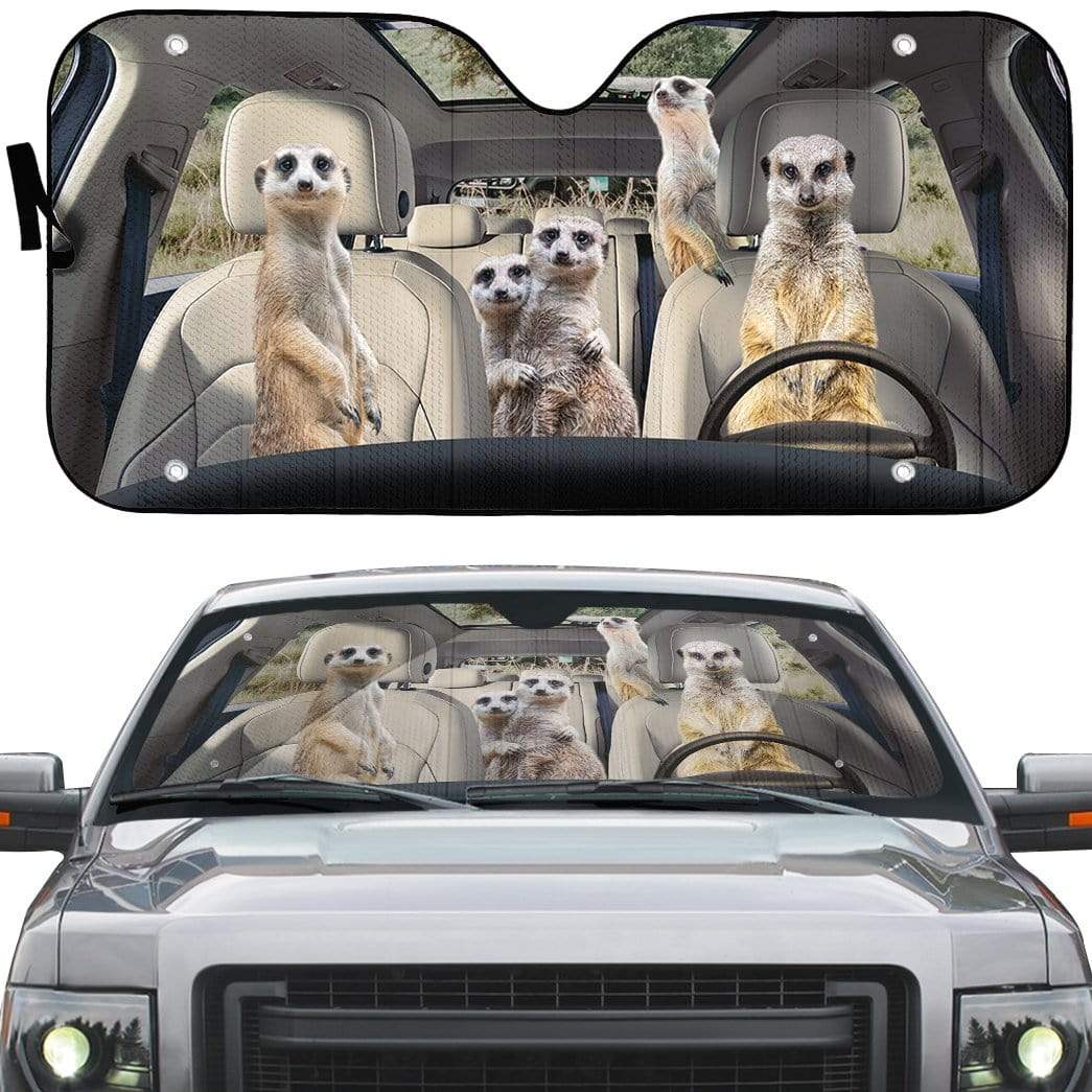 Gearhumans 3D Family Meerkat Custom Car Auto Sunshade