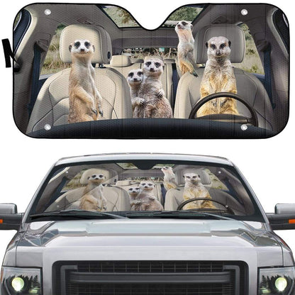 Gearhumans 3D Family Meerkat Custom Car Auto Sunshade