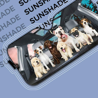 Gearhumans 3D Family Puppy Custom Car Auto Sunshade